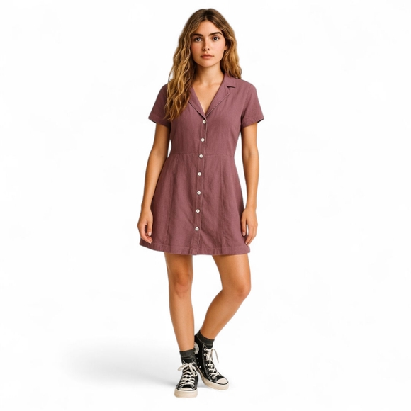 Madewell Kacie Plum Shirtdress Mini NWT | Fall Layering Favorite Sz 14‎ - Picture 2 of 13